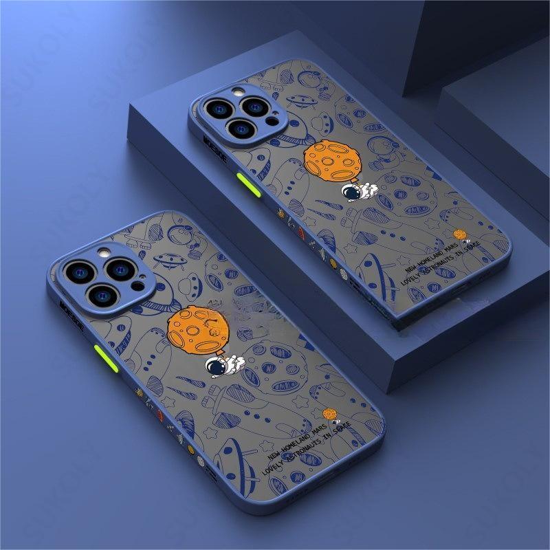 Astronaut Moon Doodle TPU Back Case For iPhone 13 14