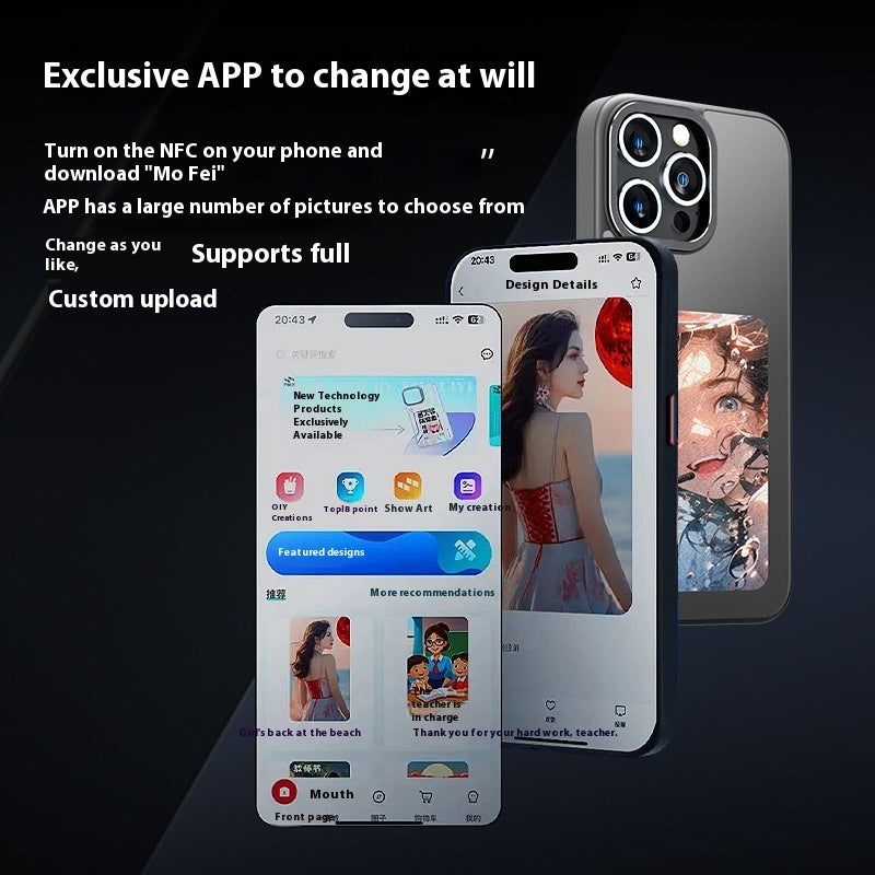 Color Ink Screen NFC Case For iPhone 14 13 Pro Gray