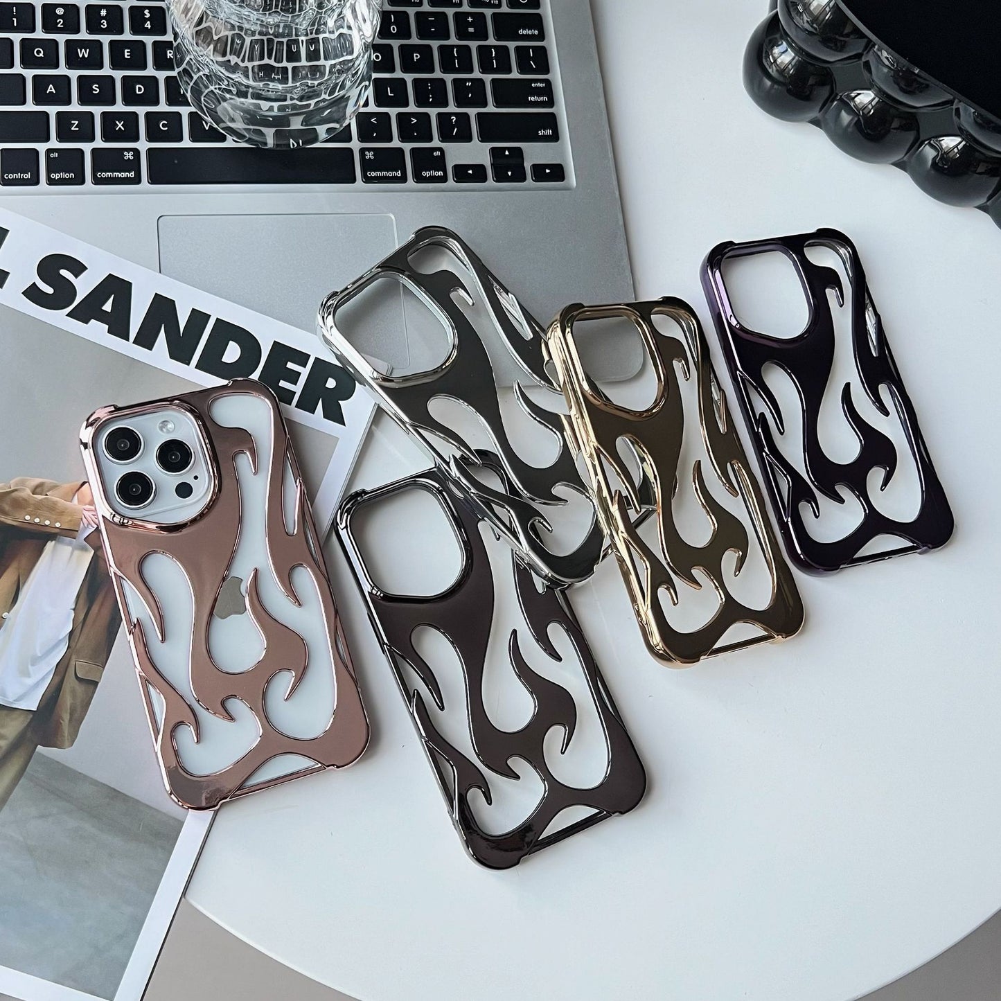 Electroplating Hollow Flame Pattern Phone Case Soft Shell