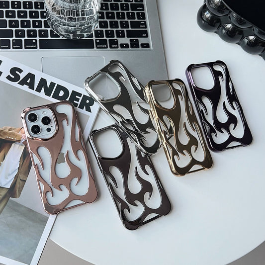 Electroplating Hollow Flame Pattern Phone Case Soft Shell