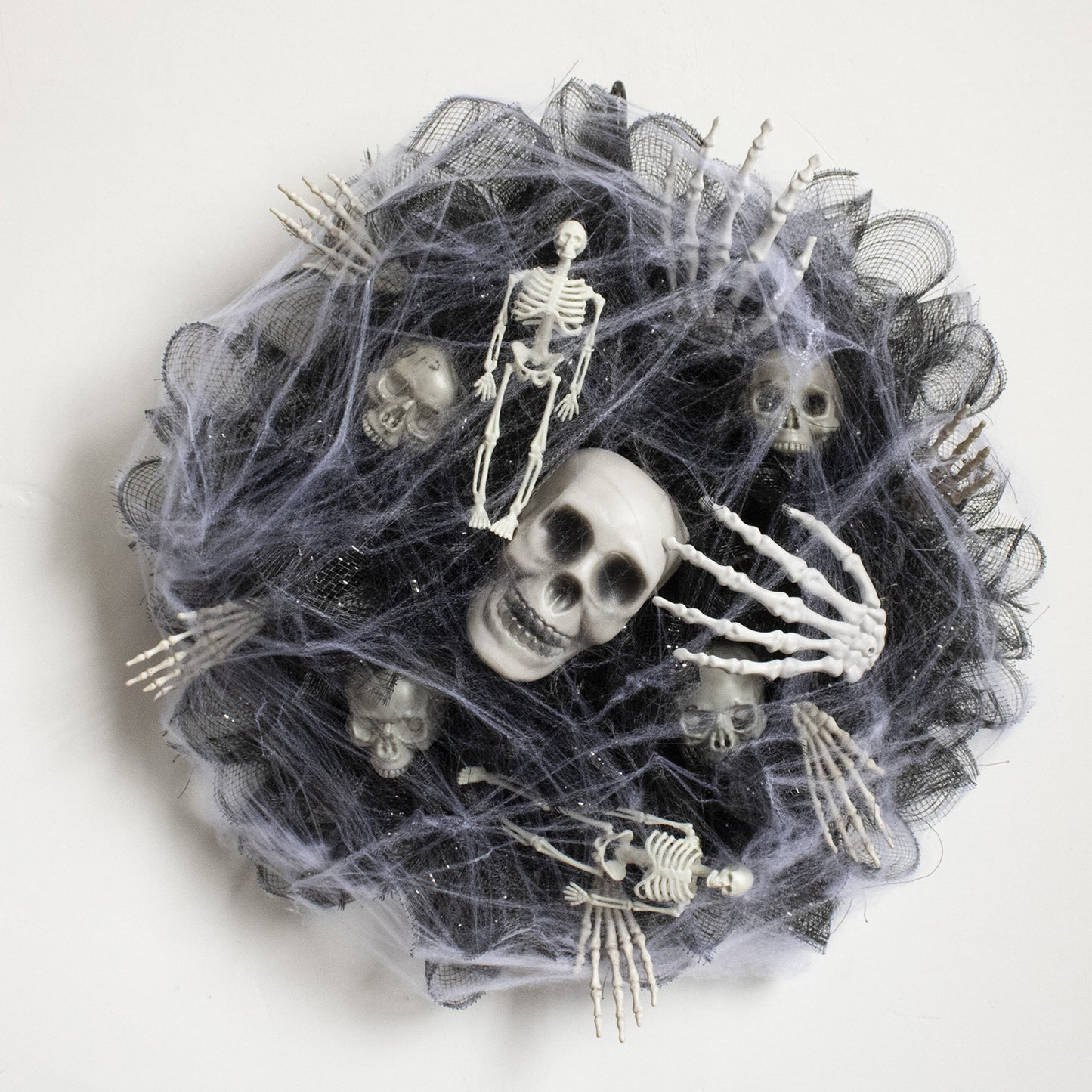 Halloween Black Mesh Skull Garland 45x45cm Spooky Kids Party Decoration