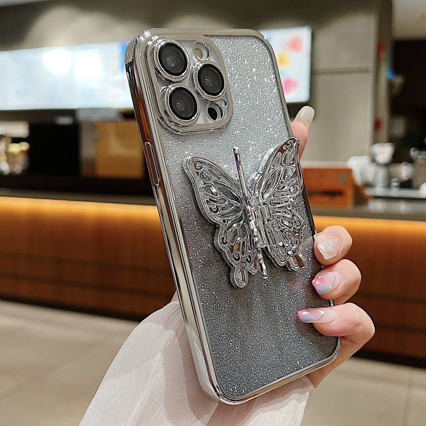 Hollow Butterfly Phone Case Gradient Transparent Cover