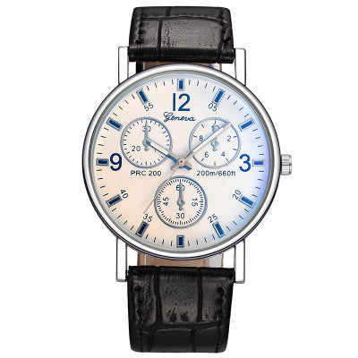 Blue Light Glass Unisex Casual Watch – Decorative Leather Band Fashion Style