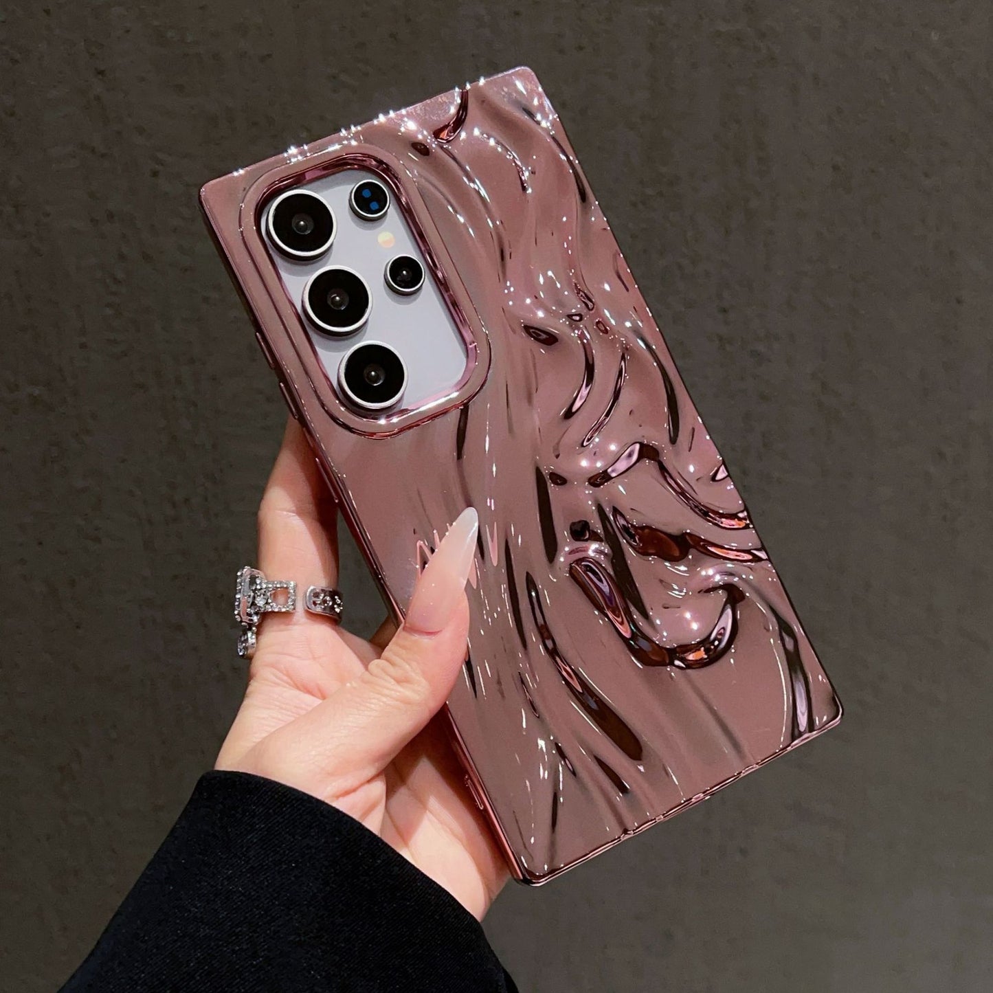 3D Pleated Electroplated Phone Case Luxury Protective Cover for Samsung S23–S25