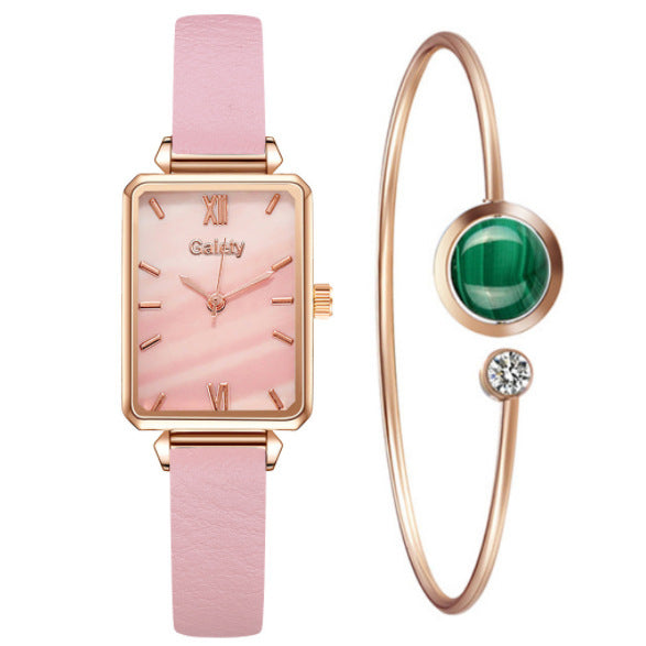 Retro Temperament Square Womens Watch Malachite Green