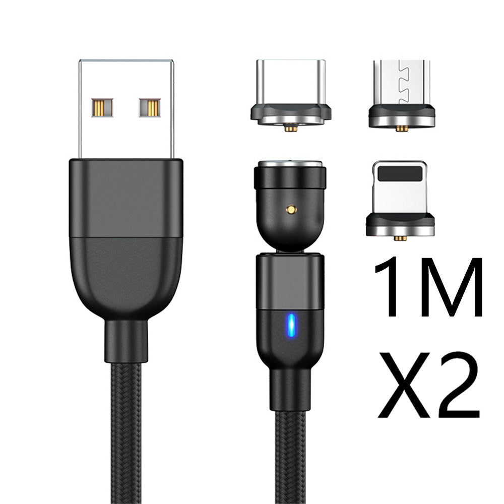 Magnetic Three In One Rotating Charging Cable Usb Type C