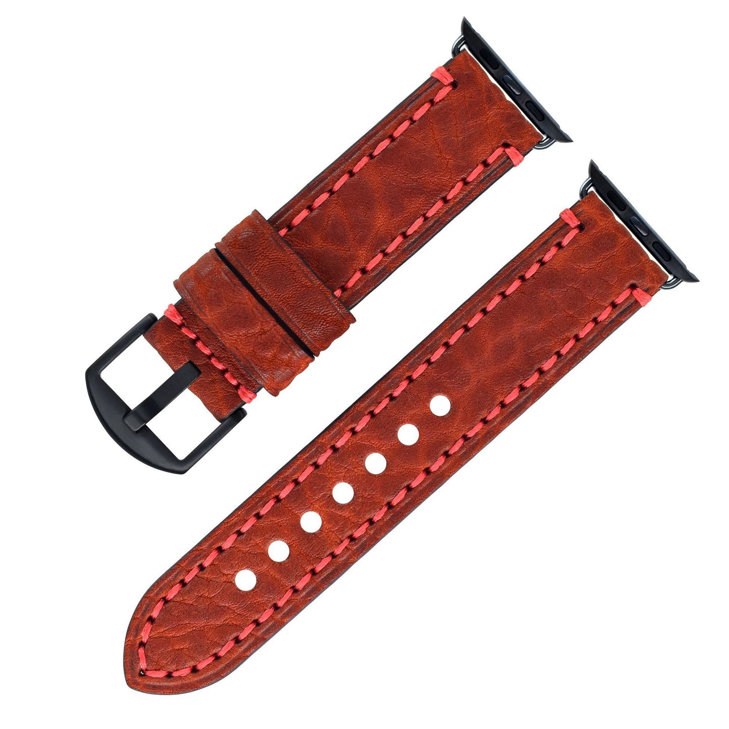 Casual Top Layer Cow Leather Watch Strap With Metal Buckles
