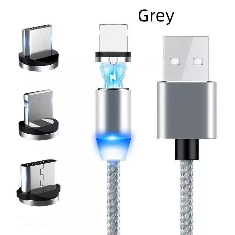 Three-In-One Magnetic Data Cable Micro USB Type-C Charging