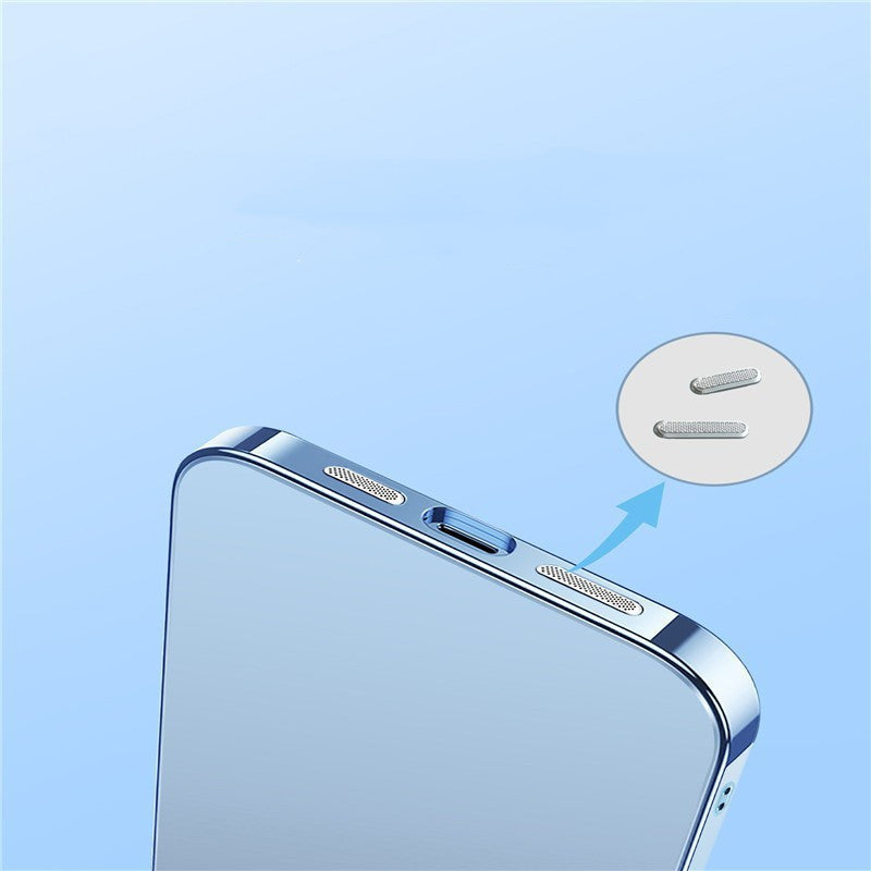 Electroplated TPU Case with Camera Lens Glass Protector Dust Net for iPhone 7–14