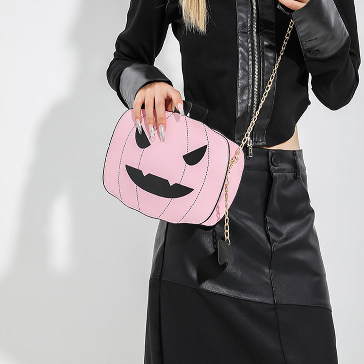 Women’s Halloween Pumpkin Shoulder Bag Cartoon Chain Crossbody Funny Creative Purse