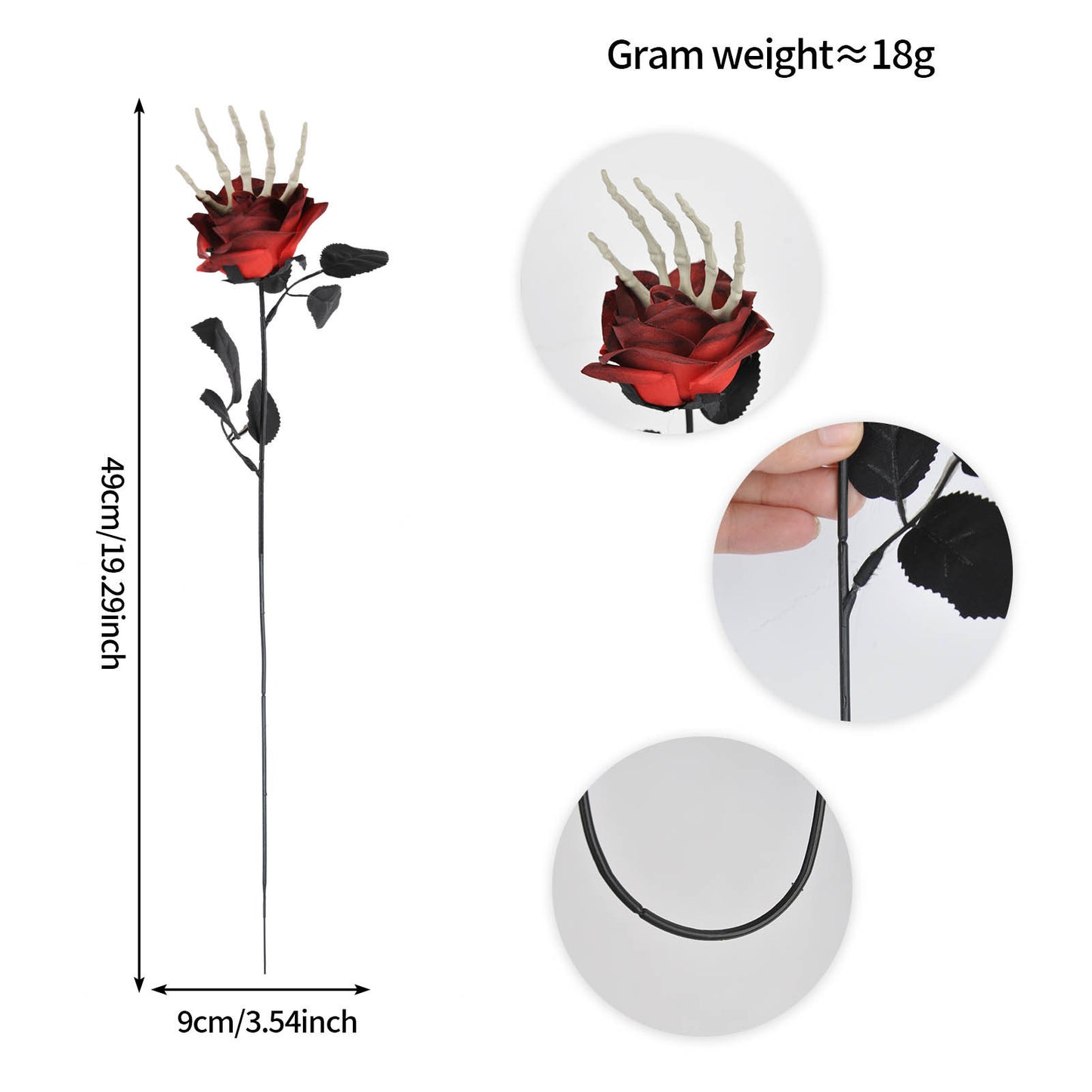 Halloween Skull Hand with Rose Cloth Ornament Spooky Haunted House Decoration