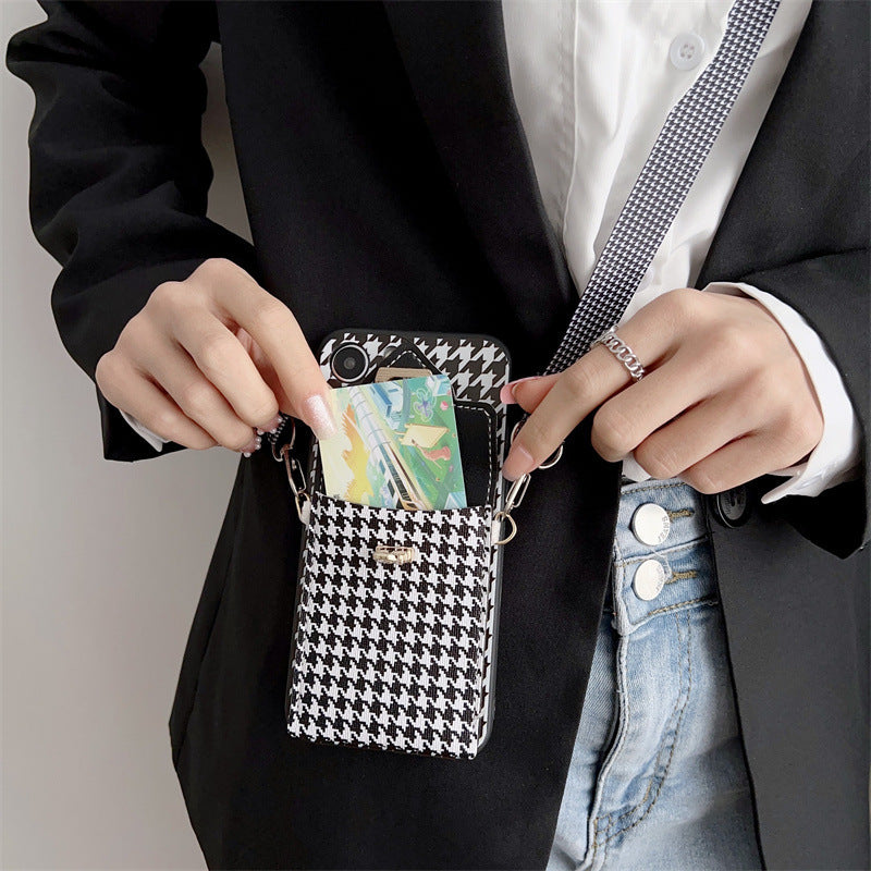 Cross Body Lanyard Phone Case for iPhone Black Pink