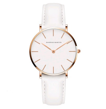 36mm Ladies Simple Waterproof Watch Korean White Belt
