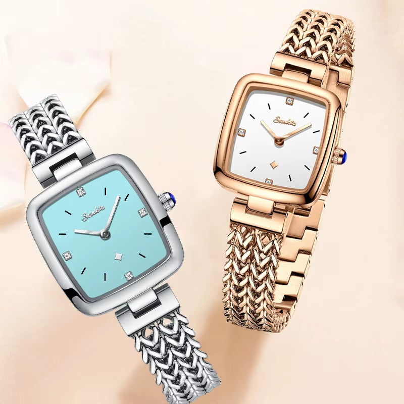 LIGE Women's Luxury Waterproof Quartz Watch - Casual Military Sport Square Timepiece