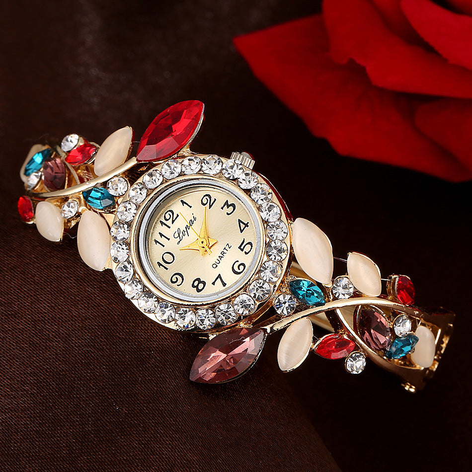 Trendy Diamond Colorful Crystal Womens Bracelet Watch