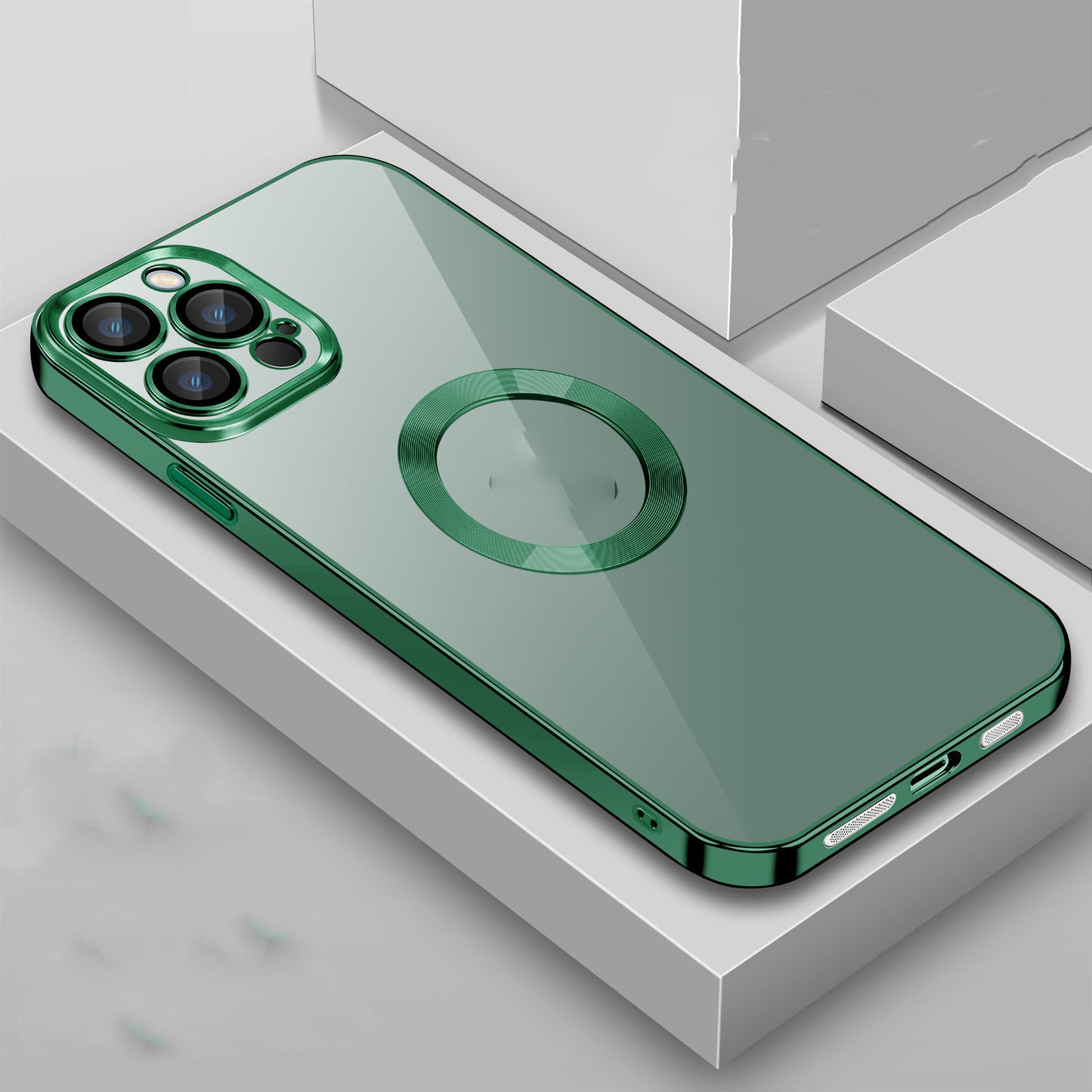 Electroplated TPU Case with Camera Lens Glass Protector Dust Net for iPhone 7–14