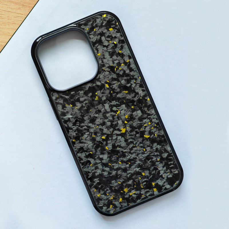 Gold Foil Magnetic Carbon Fiber Phone Case Forged Grain Cover for iPhone 12–17