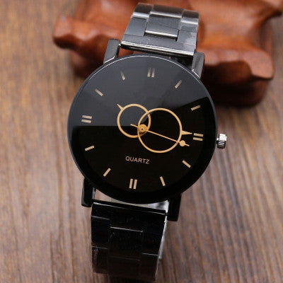 Black Steel Strap Quartz Watch Unisex Male And Female Models