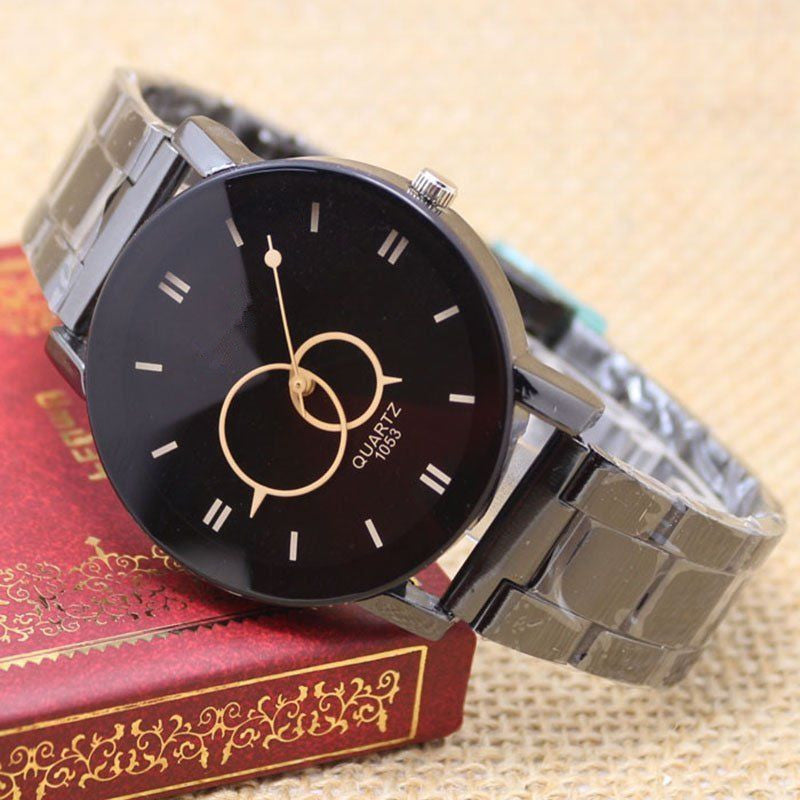 Black Steel Strap Quartz Watch Unisex Male And Female Models
