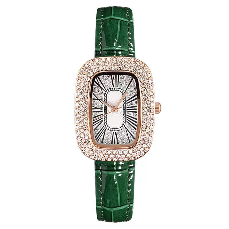 Women Quartz Oval Dial Casual Wrist Watch with Imitation Leather Band