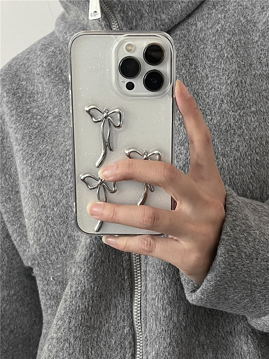 Niche Girl Metal Bow Phone Case Anti Drop For iPhone 15