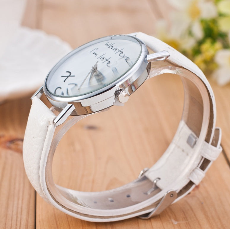 Elegant Womens Quartz Watch With PU Strap Round Dial