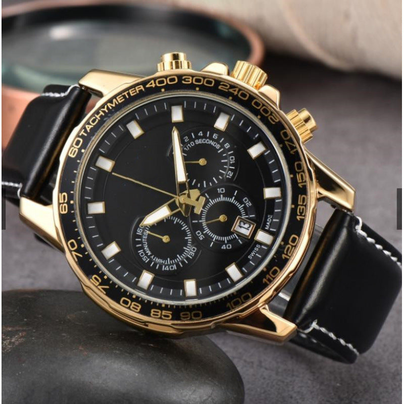 Men’s Day-Date Leather Strap Quartz Watch – Multiple Colors Styles