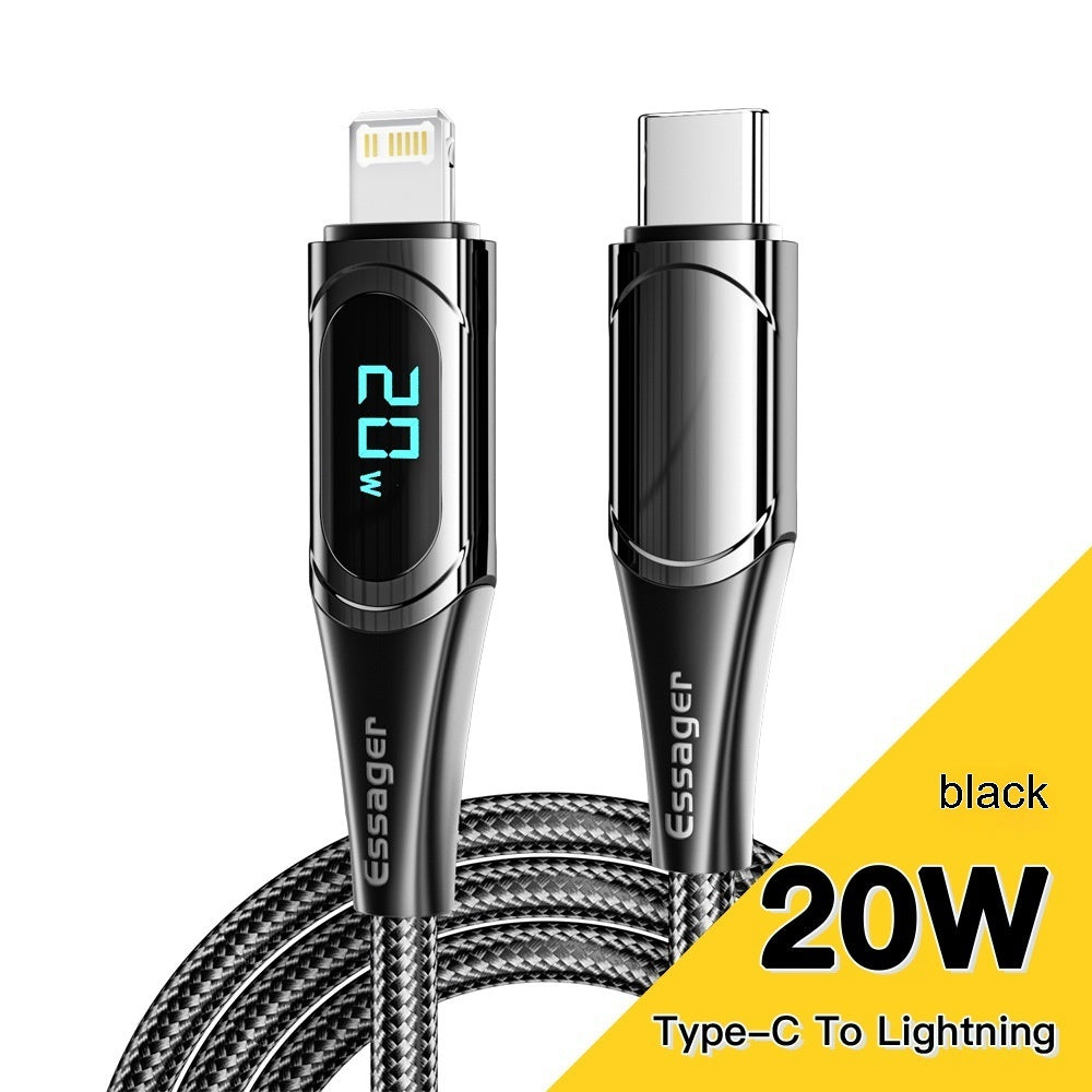 Dual Type C Cable 100W Fast Charge With E Marker Display