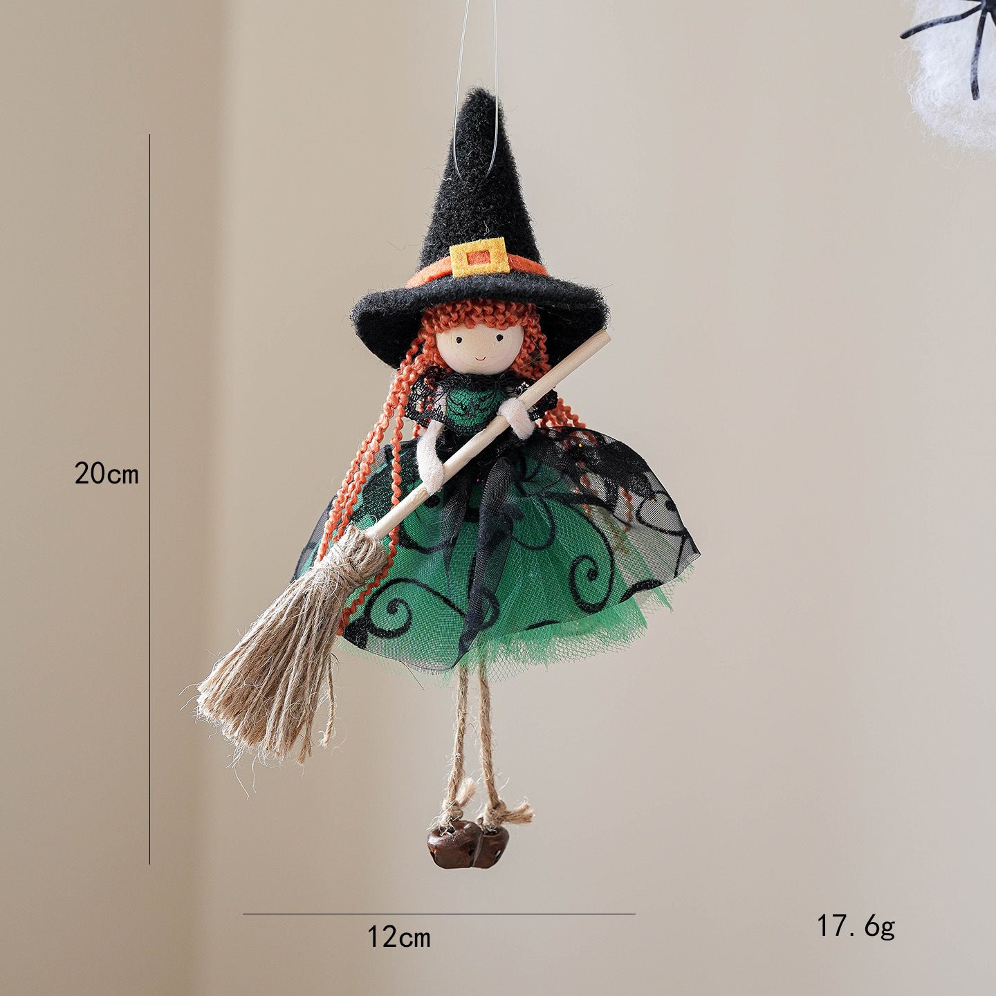 Halloween Mesh Broom Girl Angel Pendant Christmas Tree Hanging Decoration