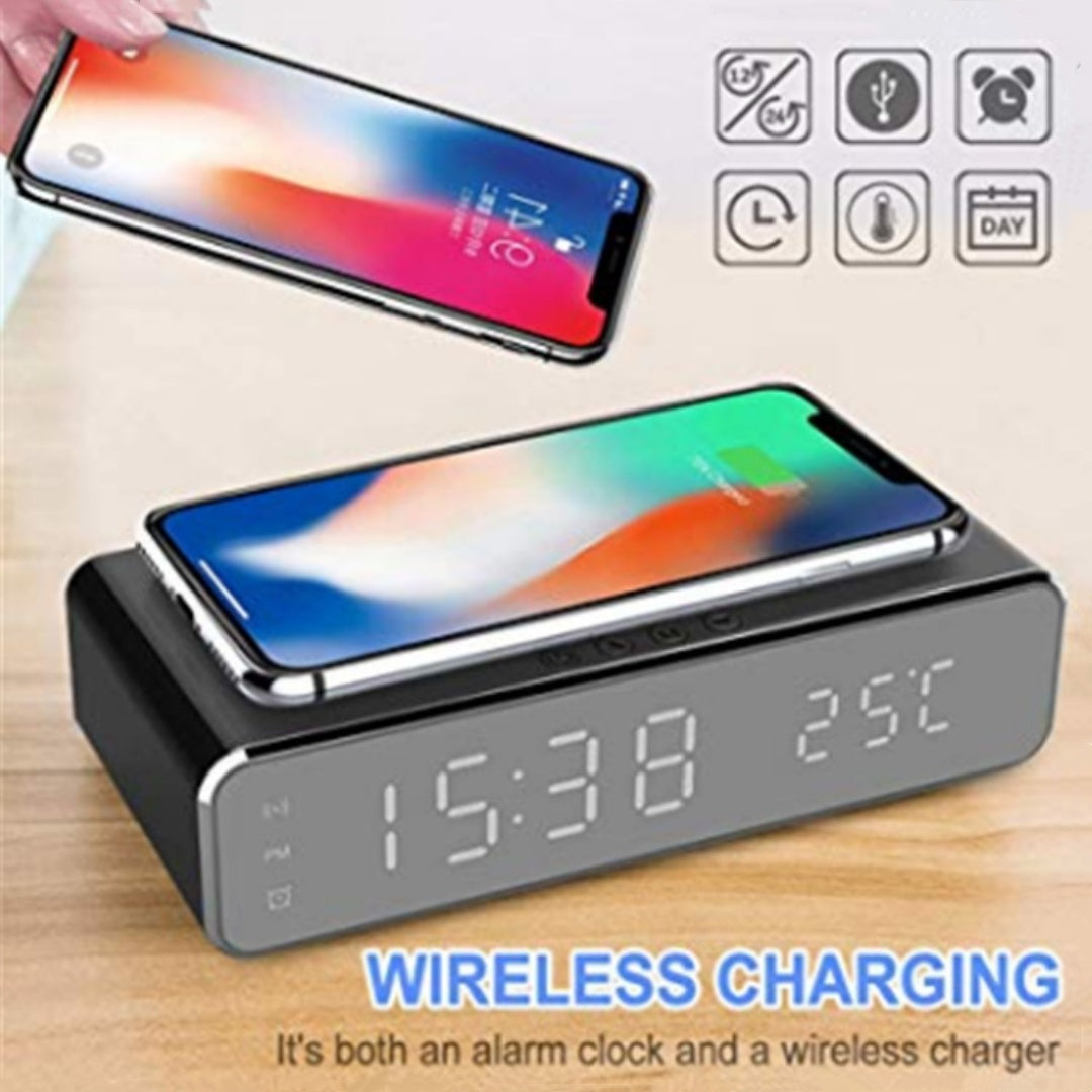 Wireless Charging Time Display Alarm Clock Thermometer
