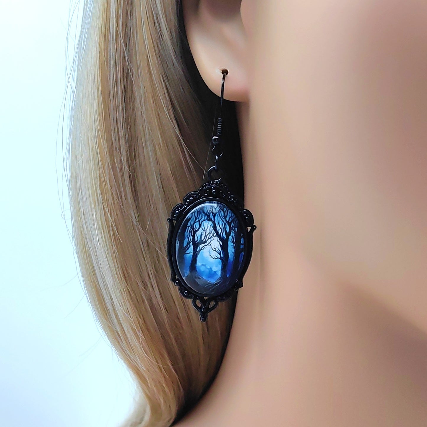 3PCS Vintage Halloween Necklace Set Tree of Life Witch Pendant with Earrings Jewelry