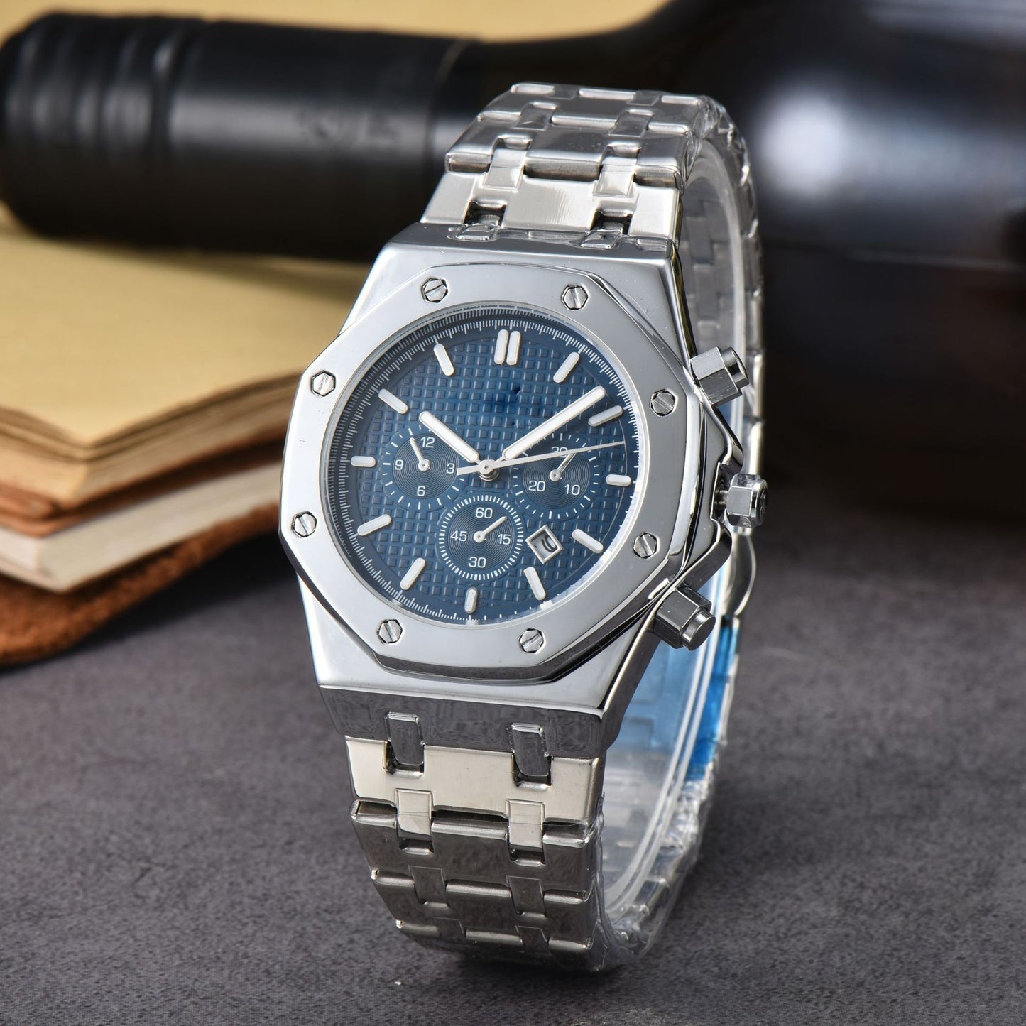 Men’s Stainless Steel Quartz Watch Analog Calendar Dress Casual Styles