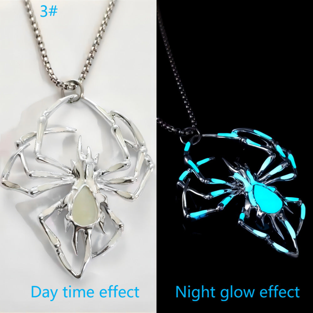 Halloween Luminous Spider Necklace Glow in Dark Vintage Fluorescent Jewelry Gift