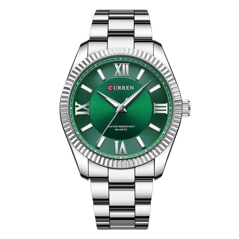 Men’s Steel Strap Quartz Watch Roman Scale Luminous – Multiple Color Variants