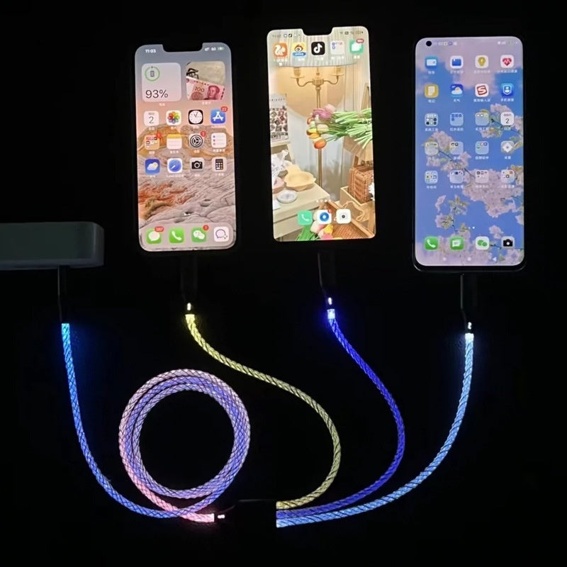 RGB Three In One Luminous Fast Charging Cable 66W USB C