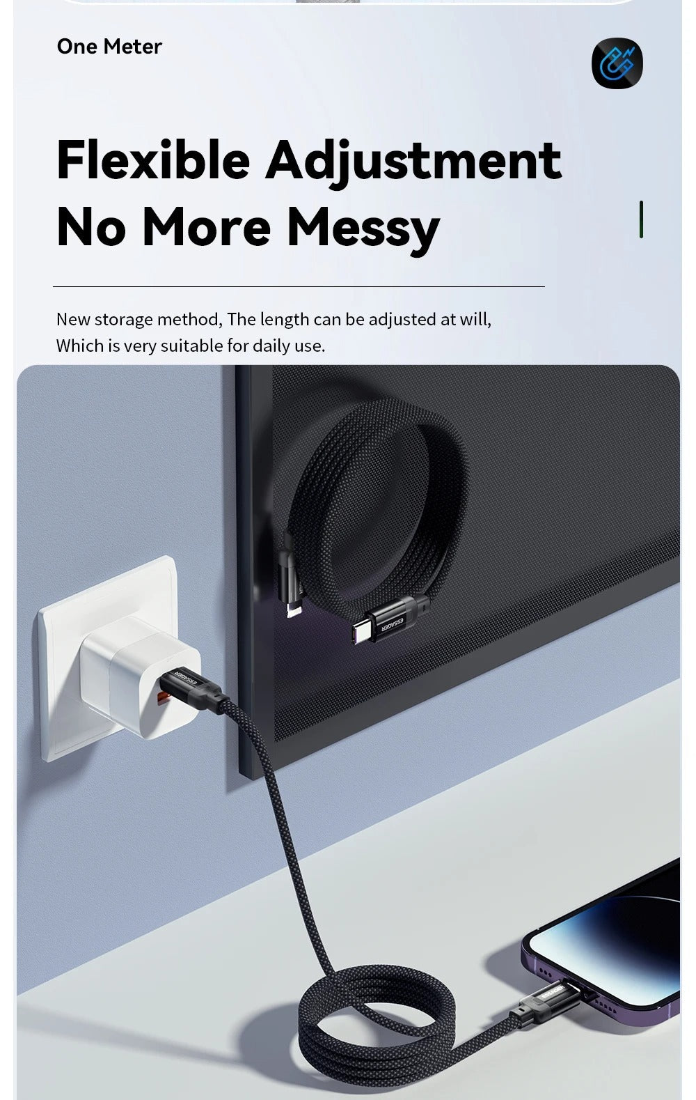 Magnetic Data Cable For Fast Charging PD29W 14V USB Type C