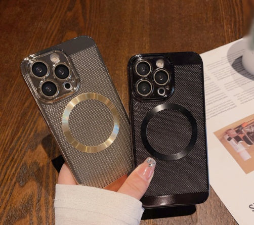 Purple Electroplating Mesh Case Heat Dissipation Magnetic