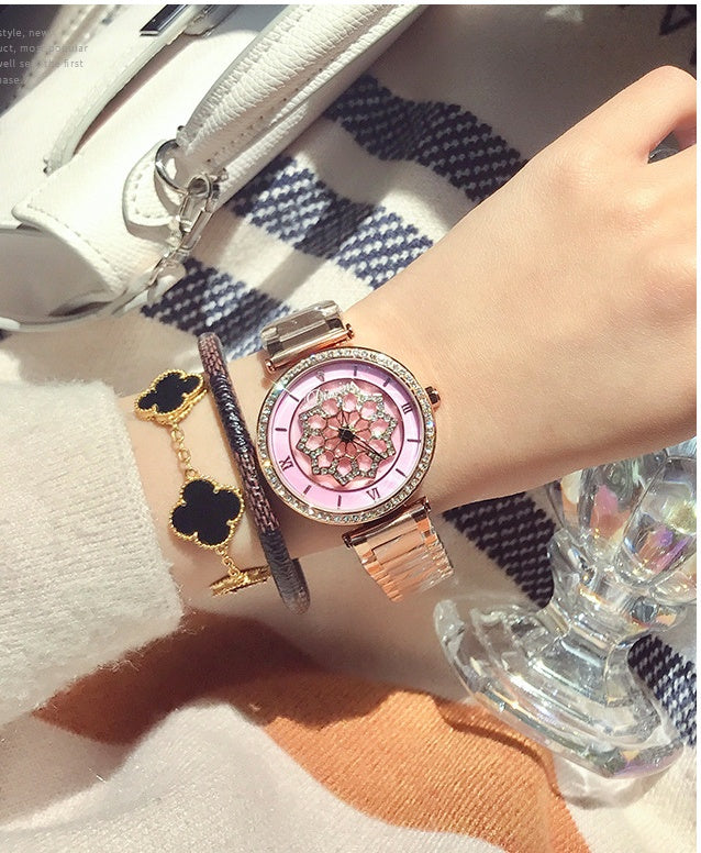 Time To Run Ladies Quartz Diamond Alloy Watch Waterproof
