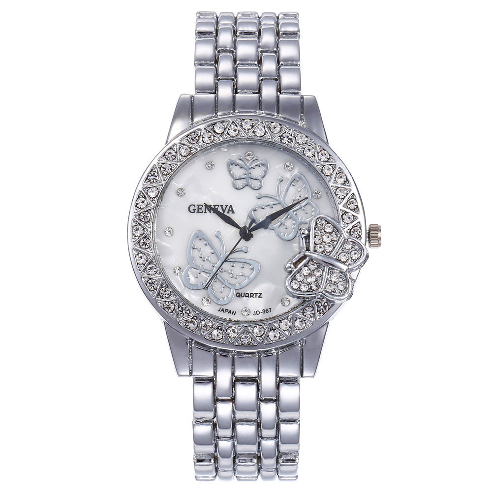 Diamond Butterfly Alloy Watch For Women Casual Quartz