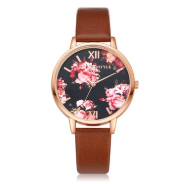 Rose Gold Leather Strap Women Watch Quartz Love Heart Dial