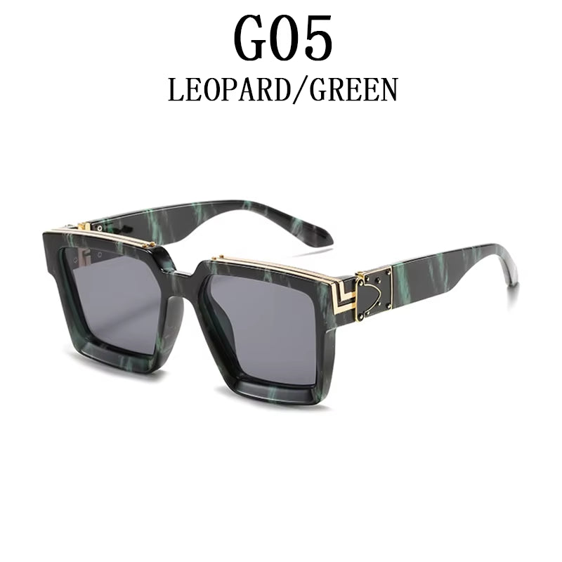 Millionaire Sunglasses for Men Vintage Square Fashion Glasses Luxury Retro Sunglasses Women Trending Punk Gafas De Sol Lentes