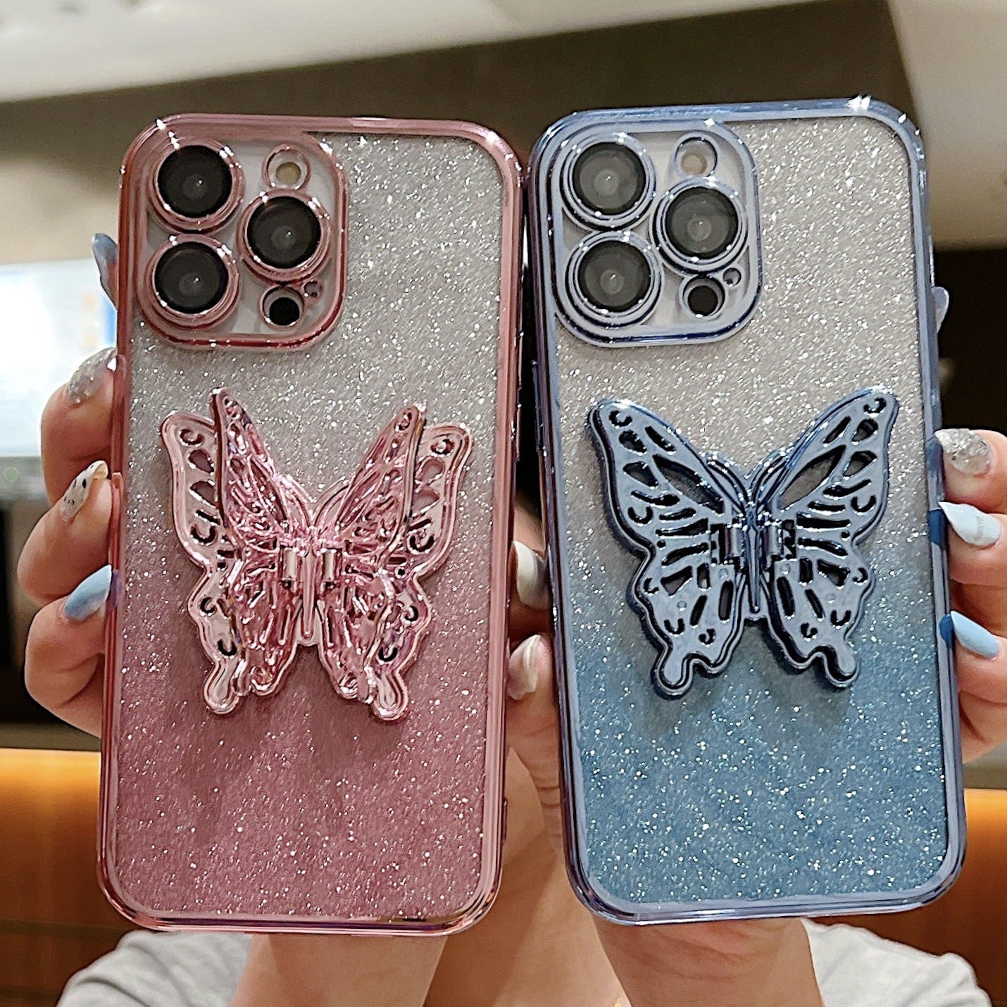Hollow Butterfly Phone Case Gradient Transparent Cover