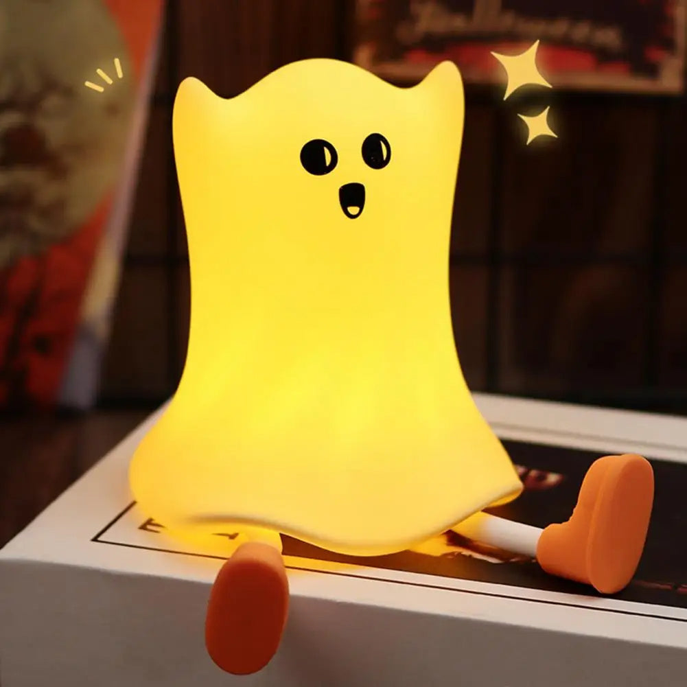Halloween Silicone Ghost Bedside Lamp Touch Control Soft Glow Night Light