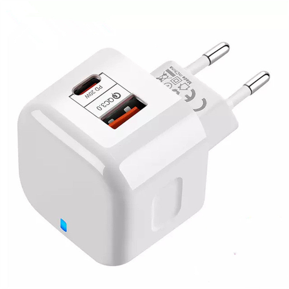 Dual Port QC3 PD20W Fast Charger For All Regions White