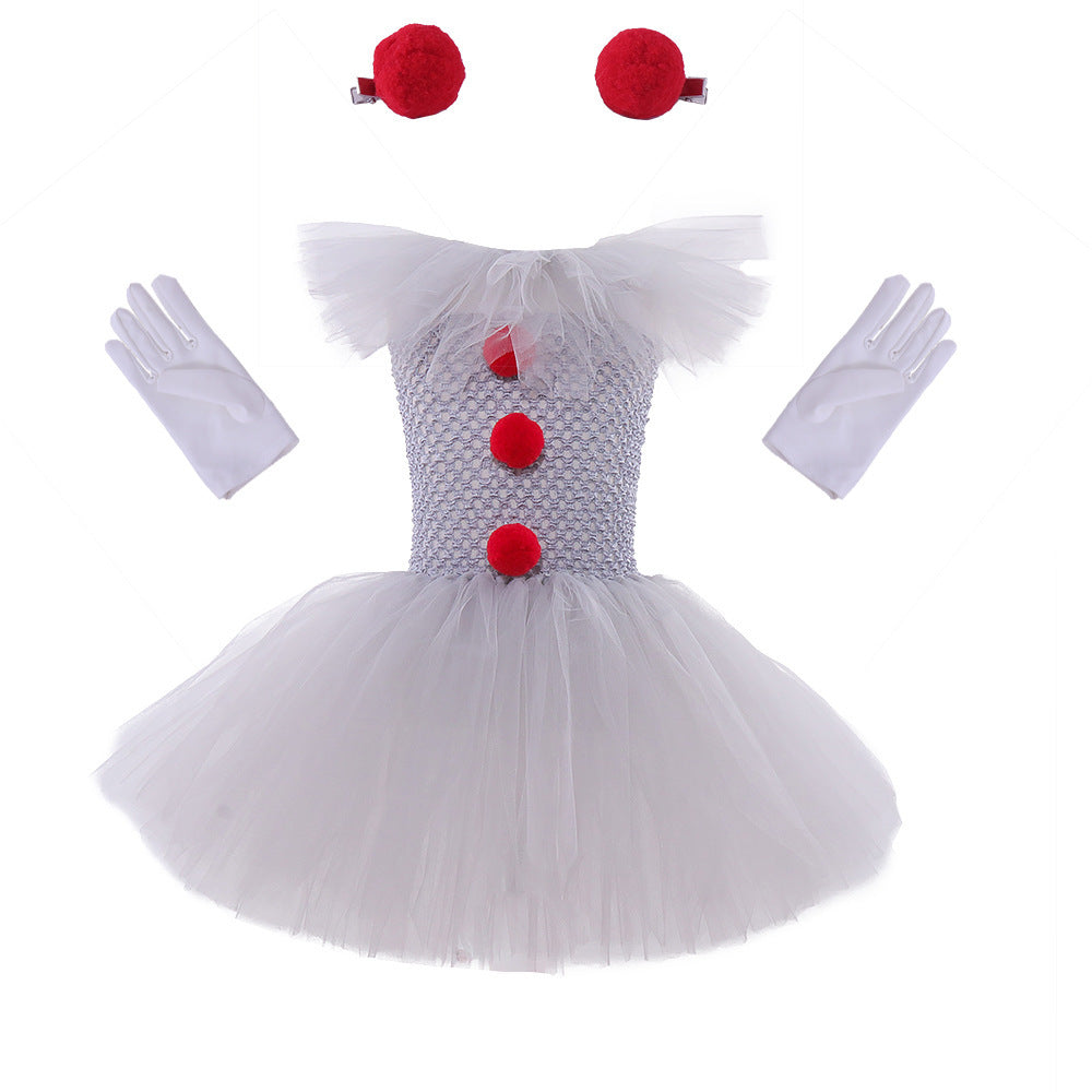 Girls Halloween Princess Dress Costume Mesh Outfit Children’s Party Cosplay Set