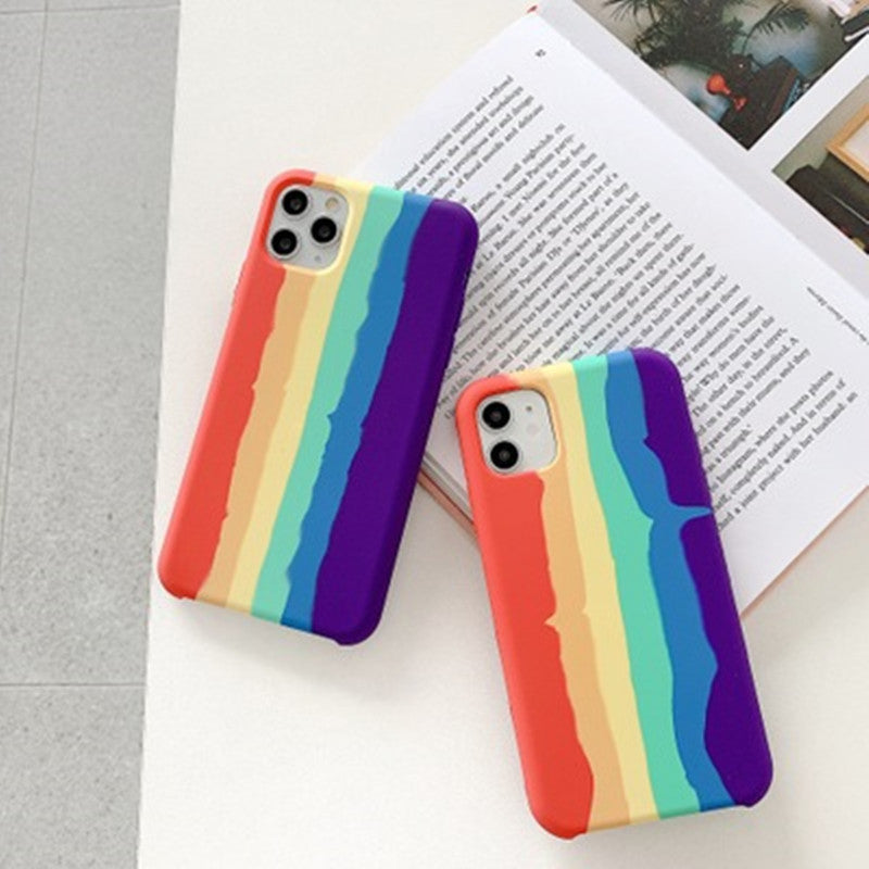 Apple Iphone Rainbow Liquid Silicone Phone Case Back Cover