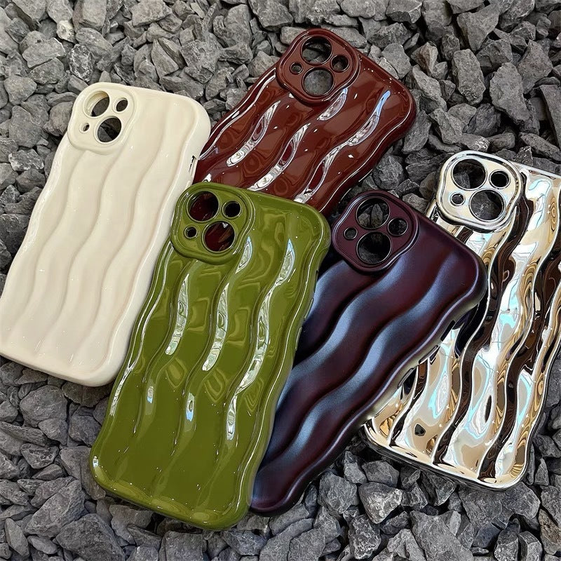 Solid Color Water Ripple Silicone Case Iphone 11 12 13 14