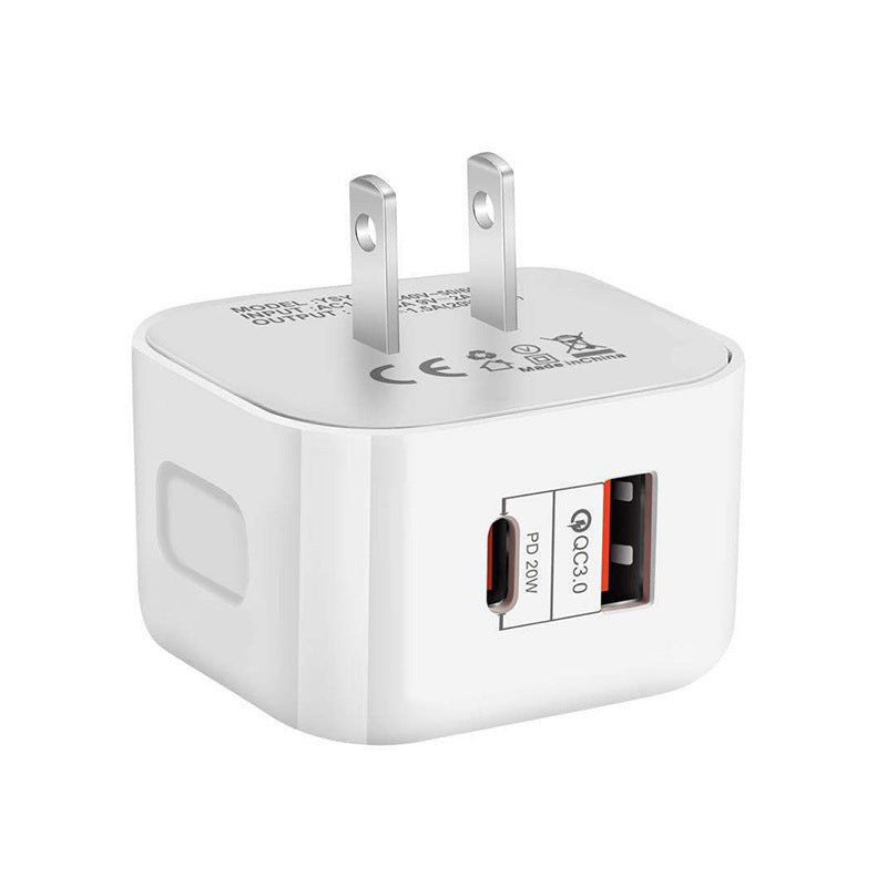 Dual Port QC3 PD20W Fast Charger For All Regions White