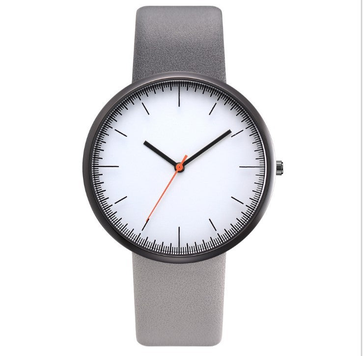 Gray PU Leather Quartz Watch for Women Casual Wrist Watch