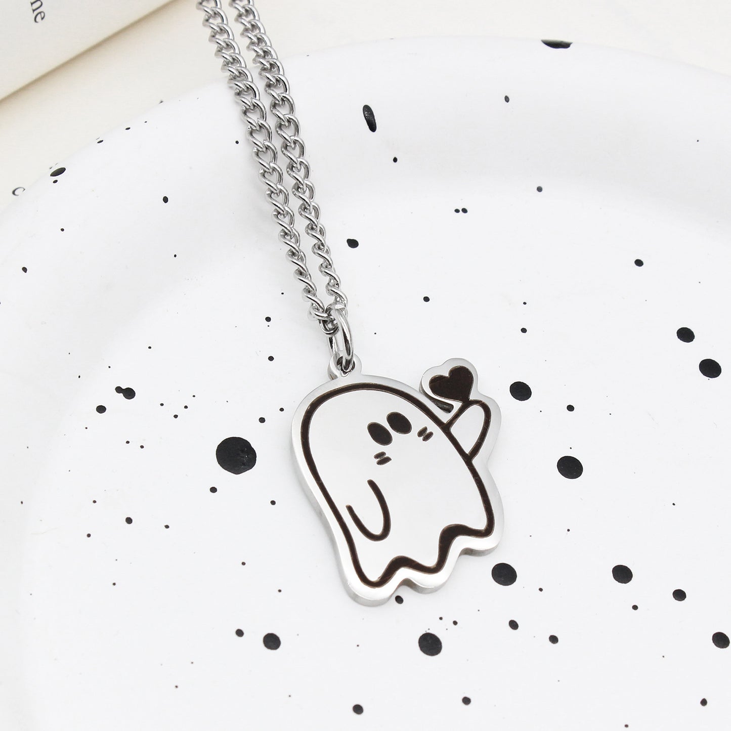 Halloween Ghost Couple Necklace Cute Love Pendant Jewelry for Men Women Accessory